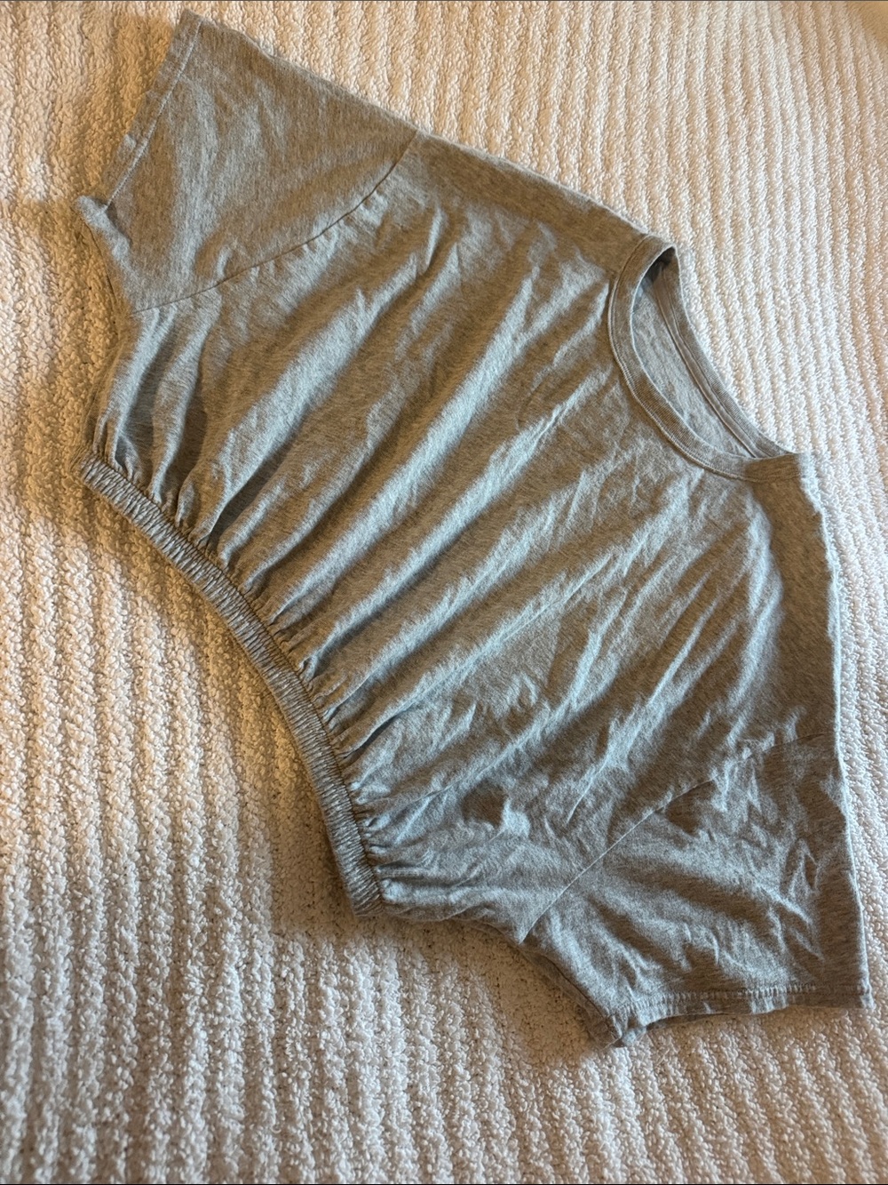Women's Offline Gray Elastic-Hem Cropped Tee